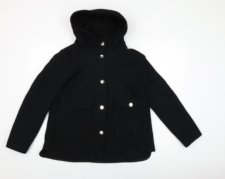 Zara Womens Black Jacket Coat Size M Button