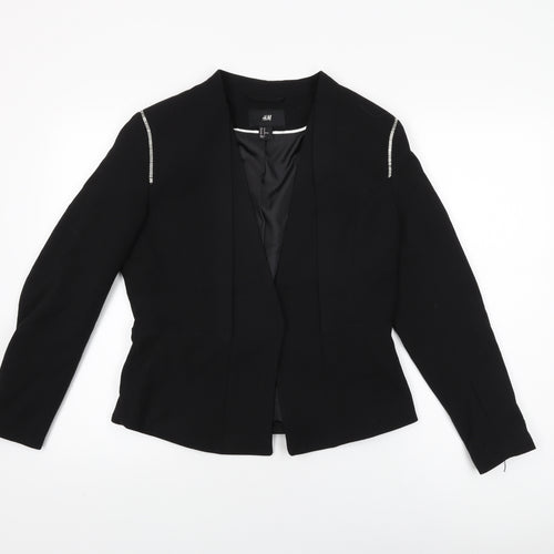 H&M Womens Black Jacket Blazer Size 14 Snap