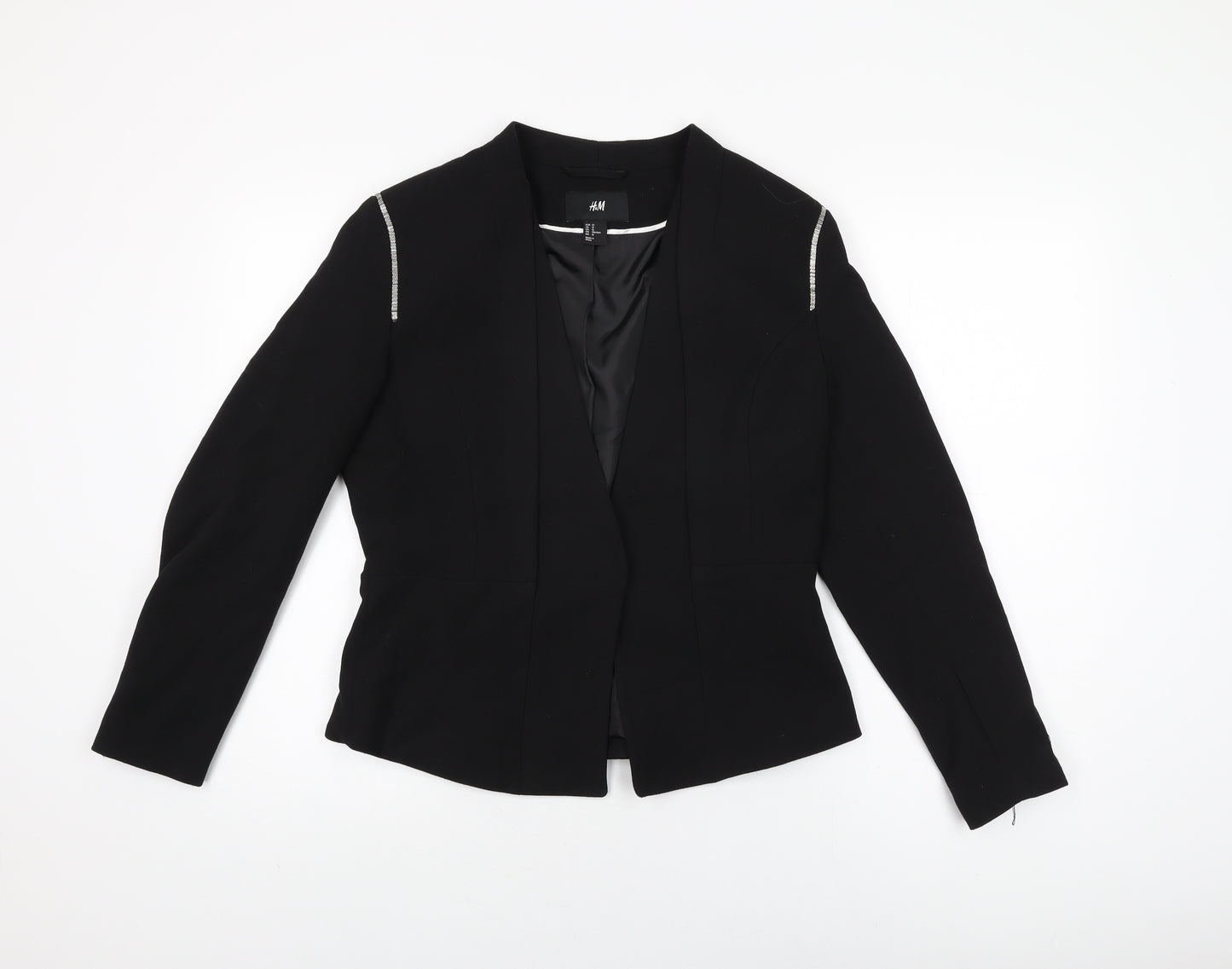 H&M Womens Black Jacket Blazer Size 14 Snap