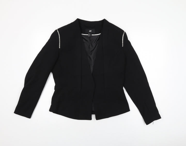 H&M Womens Black Jacket Blazer Size 14 Snap