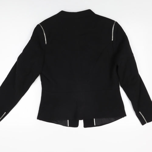 H&M Womens Black Jacket Blazer Size 14 Snap