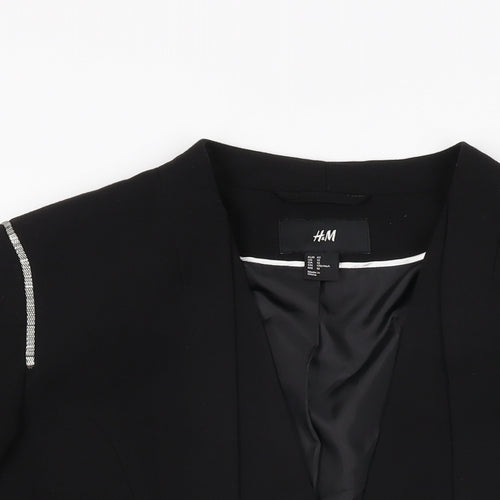 H&M Womens Black Jacket Blazer Size 14 Snap