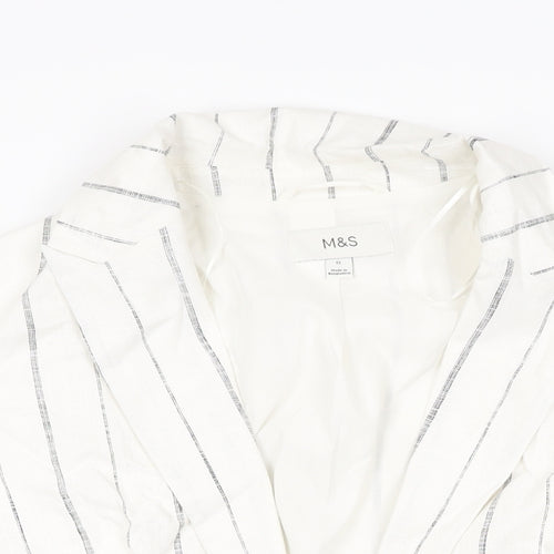Marks and Spencer Womens White Striped Jacket Blazer Size 12