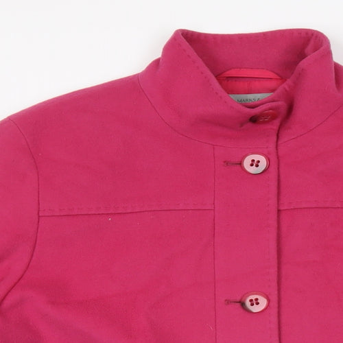 Marks and Spencer Womens Pink Overcoat Coat Size 14 Button