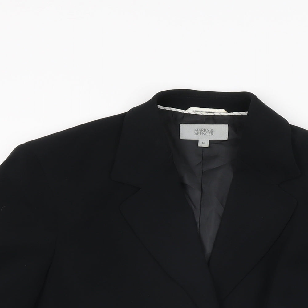 Marks and Spencer Womens Black Jacket Blazer Size 12 Button