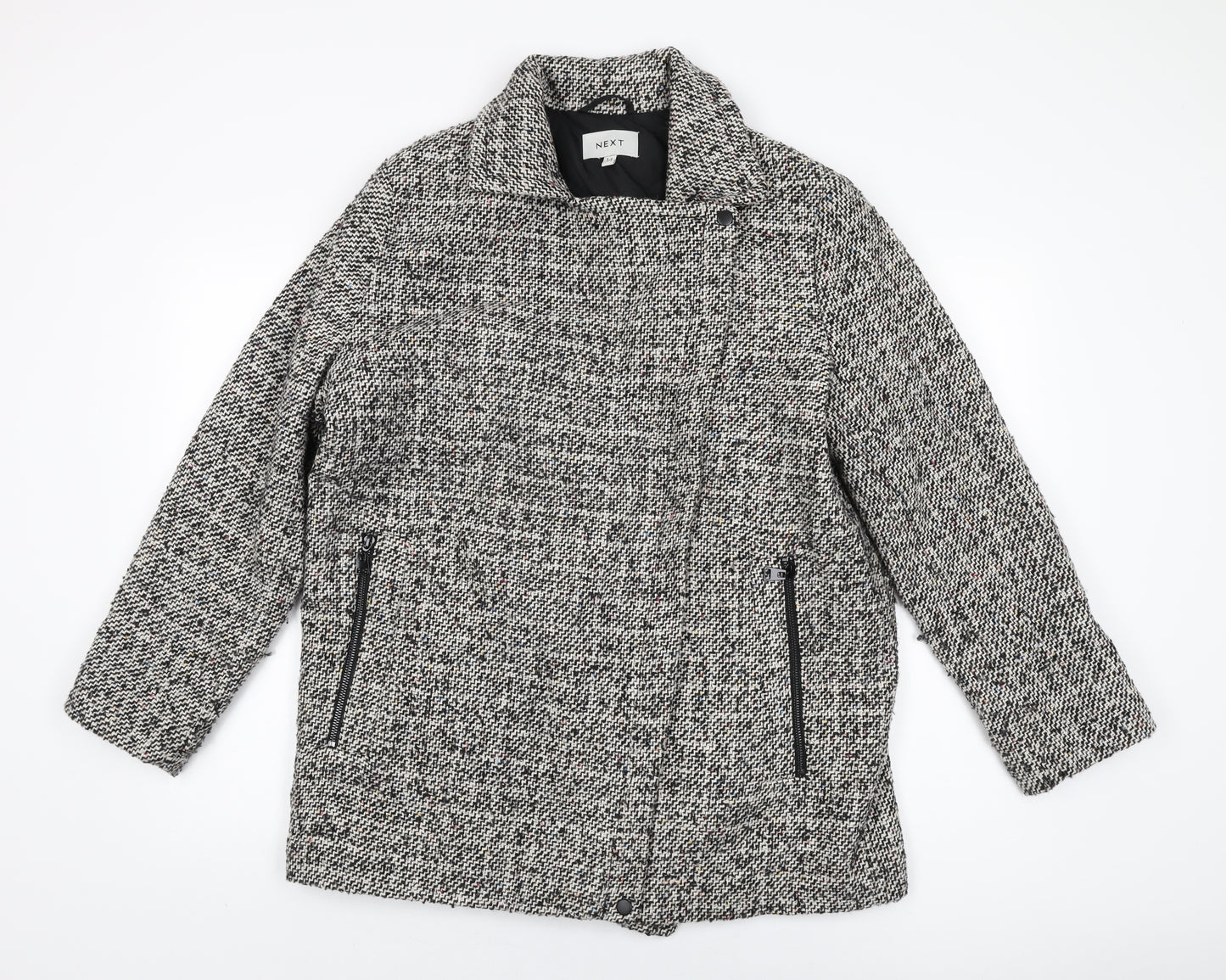 NEXT Womens Grey Overcoat Coat Size 14 Zip