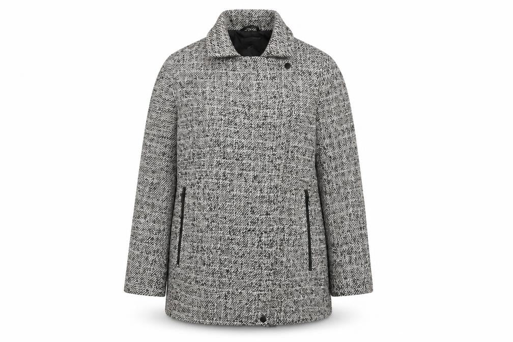 Front view of Next women’s grey overcoat coat, size UK 14, zip