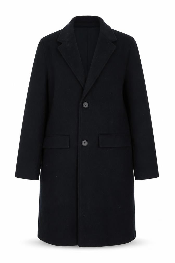 Front view of Zara women’s blue overcoat coat, size S, button