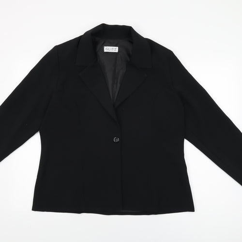 Glitz Womens Black Jacket Blazer Size 18 Button