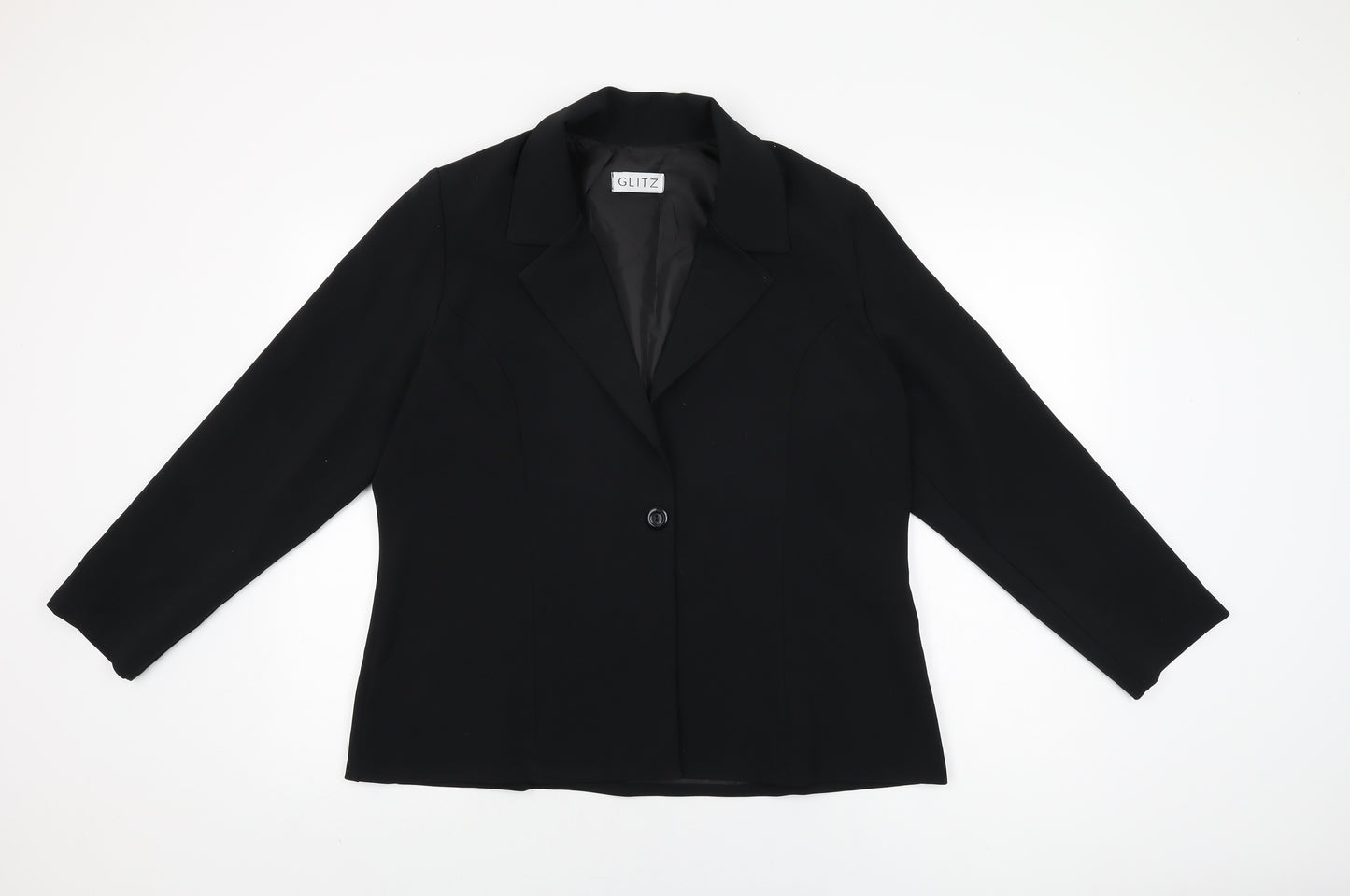 Glitz Womens Black Jacket Blazer Size 18 Button