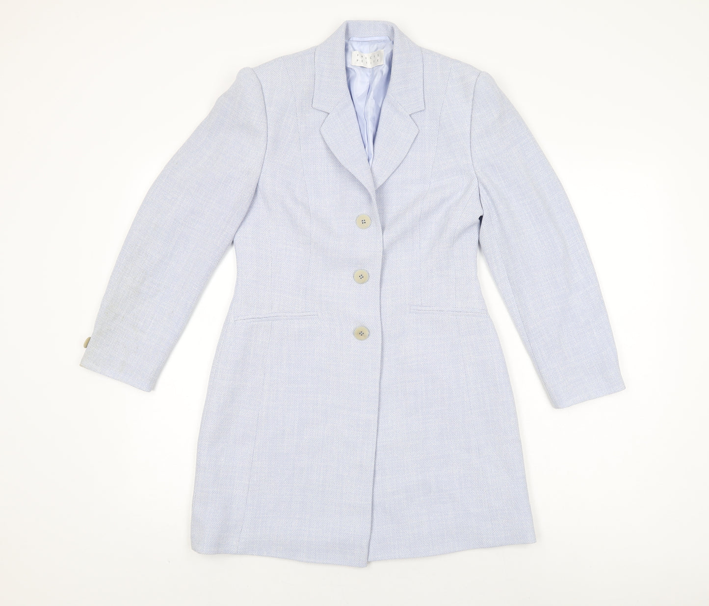 Precis Womens Blue Overcoat Coat Size 8 Button