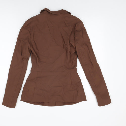 Zara Womens Brown Viscose Basic Button-Up Size XS Collared