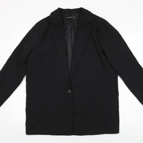 PRETTYLITTLETHING Womens Black Jacket Blazer Size 12 Button