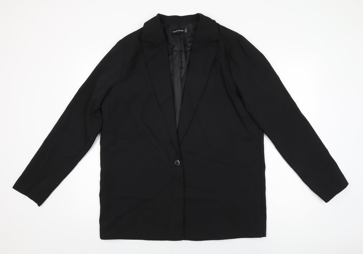PRETTYLITTLETHING Womens Black Jacket Blazer Size 12 Button