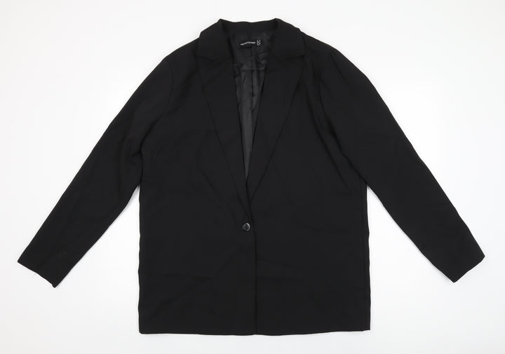 PRETTYLITTLETHING Womens Black Jacket Blazer Size 12 Button