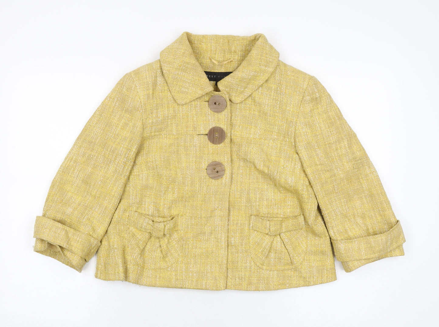 NEXT Womens Yellow Jacket Coat Size 10 Button