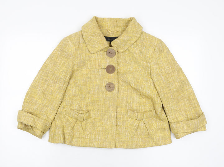 NEXT Womens Yellow Jacket Coat Size 10 Button