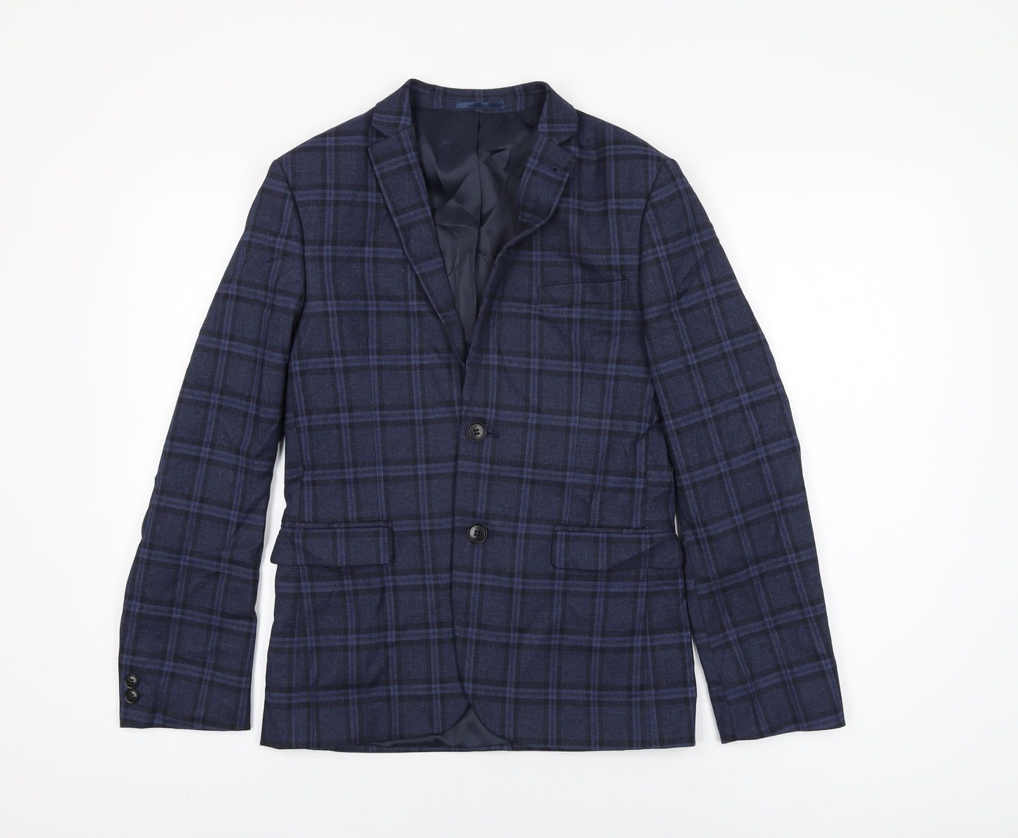 NEXT Boys Blue Plaid Jacket Blazer Size 13 Years Button