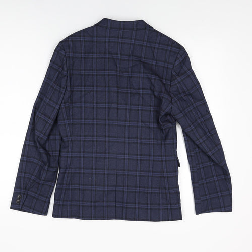 NEXT Boys Blue Plaid Jacket Blazer Size 13 Years Button
