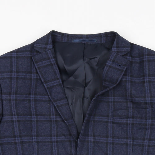 NEXT Boys Blue Plaid Jacket Blazer Size 13 Years Button