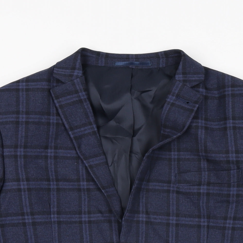 NEXT Boys Blue Plaid Jacket Blazer Size 13 Years Button