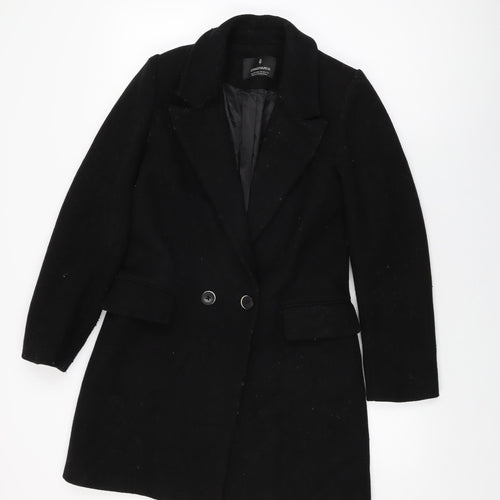 Stradivarius Womens Black Overcoat Coat Size XS Button