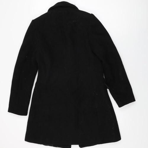 Stradivarius Womens Black Overcoat Coat Size XS Button
