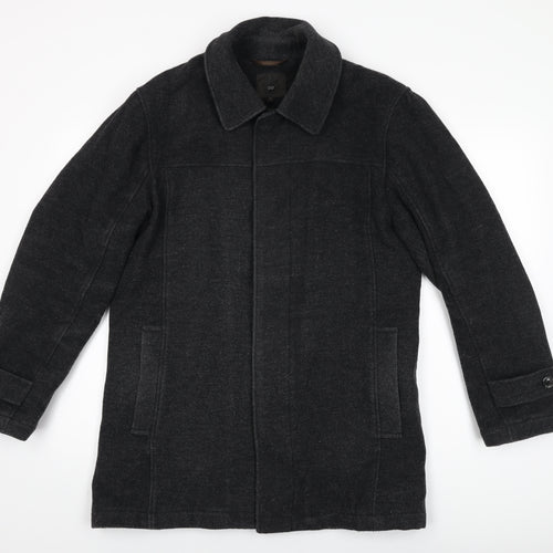 Debenhams Mens Black Overcoat Coat Size S Button