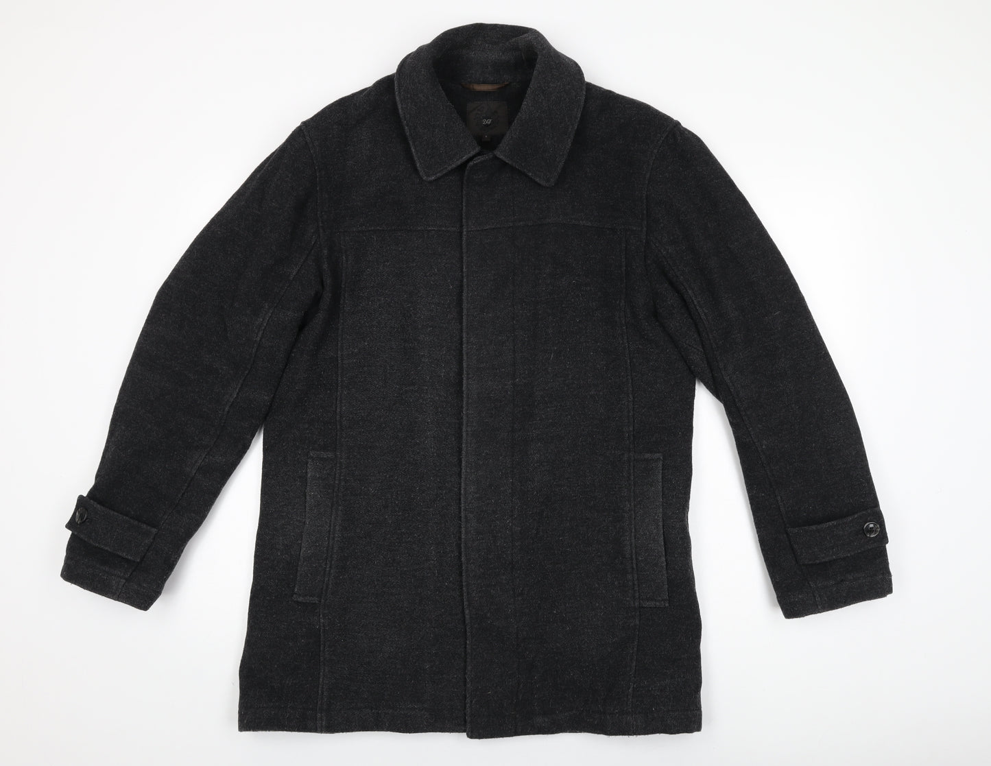 Debenhams Mens Black Overcoat Coat Size S Button