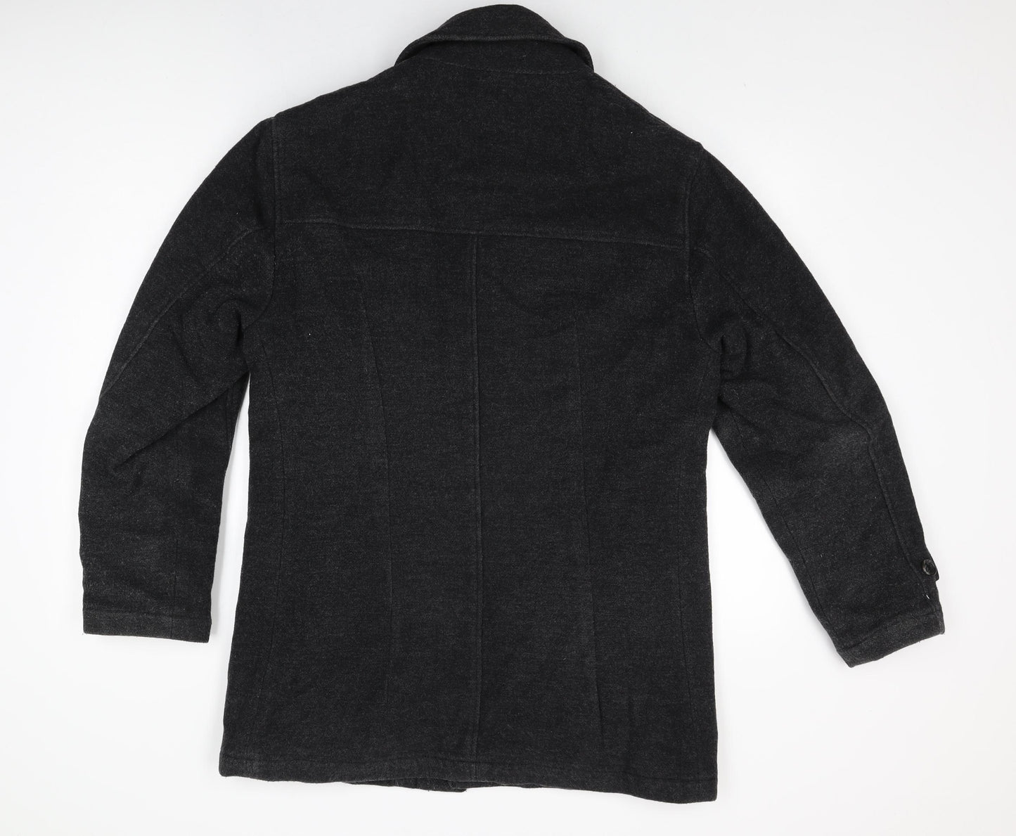 Debenhams Mens Black Overcoat Coat Size S Button