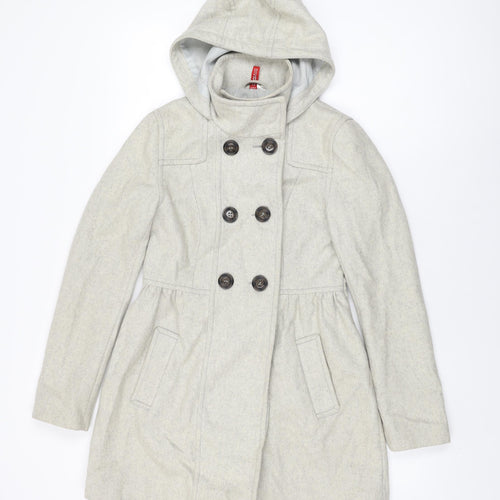 H&M Womens Grey Overcoat Coat Size 8 Button
