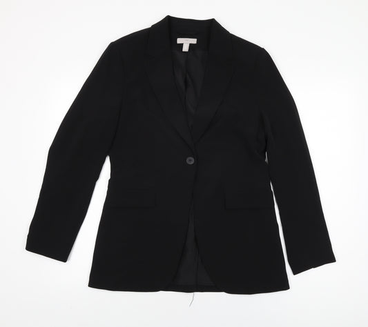 H&M Womens Black Polyester Jacket Blazer Size 10