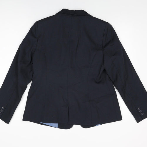 BHS Womens Blue Geometric Polyester Jacket Suit Jacket Size 16