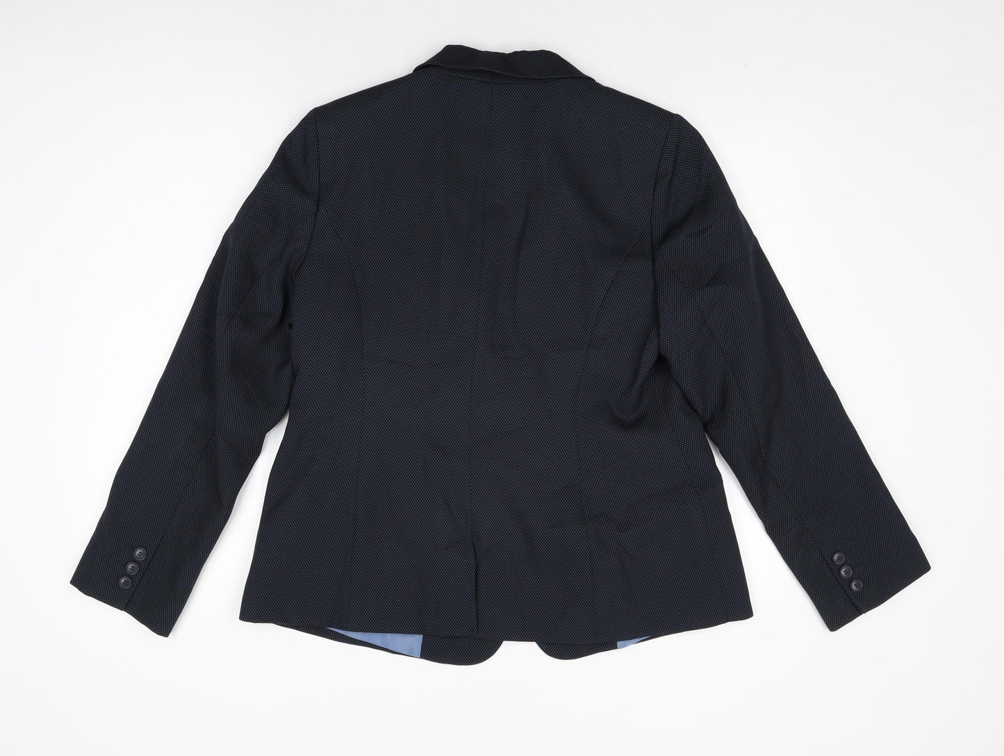 BHS Womens Blue Geometric Polyester Jacket Suit Jacket Size 16