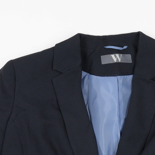BHS Womens Blue Geometric Polyester Jacket Suit Jacket Size 16