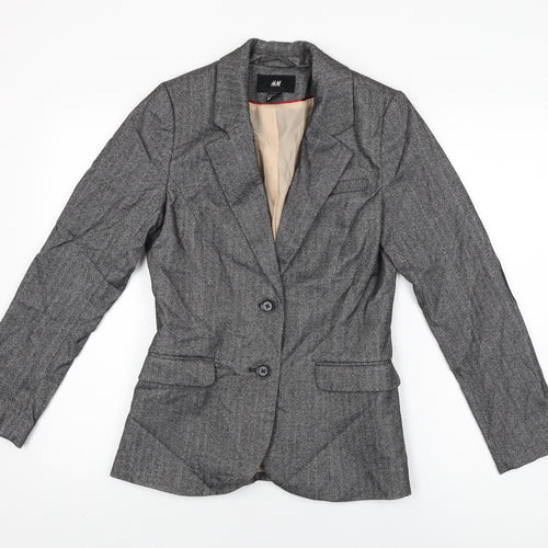 H&M Womens Grey Polyester Jacket Blazer Size 10