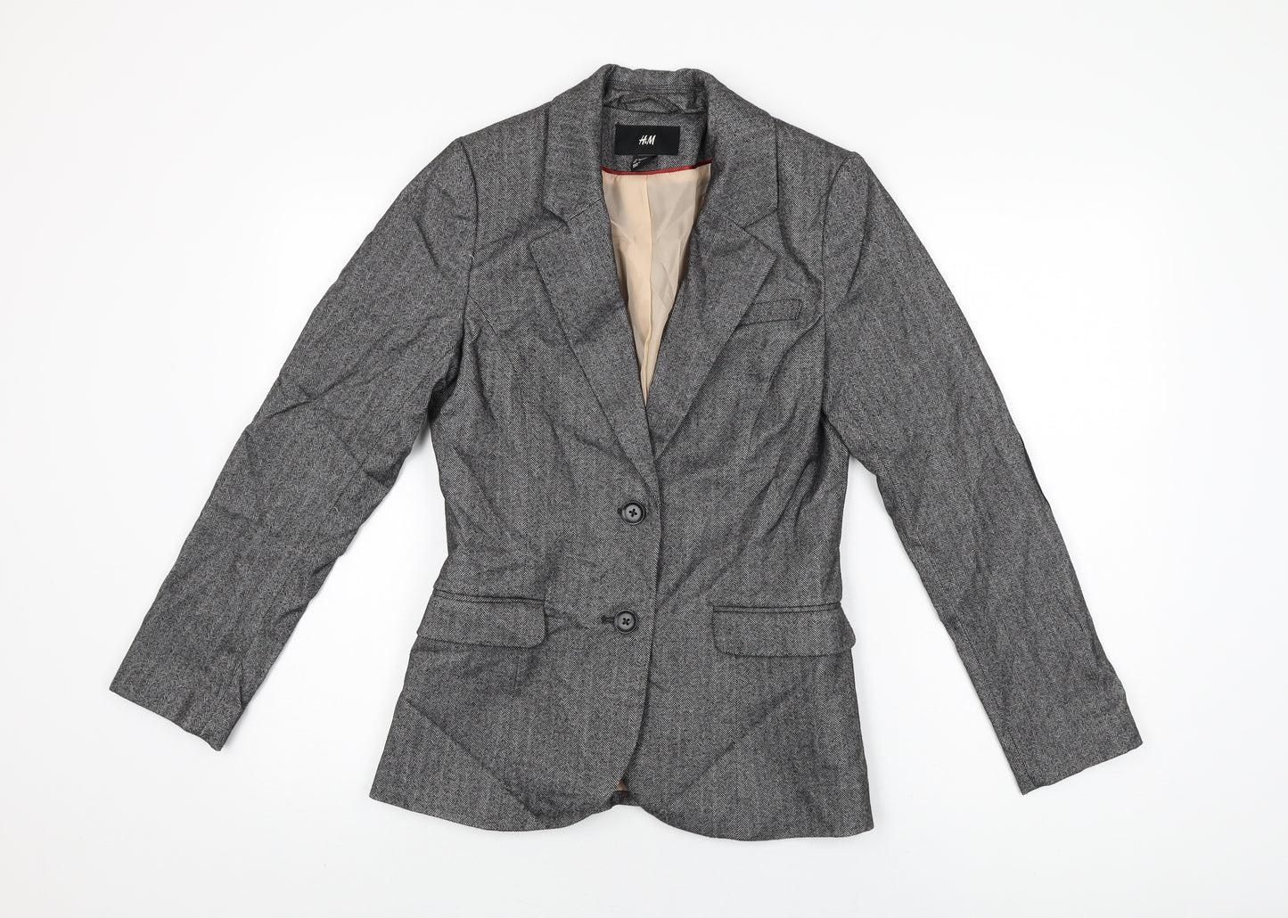 H&M Womens Grey Polyester Jacket Blazer Size 10