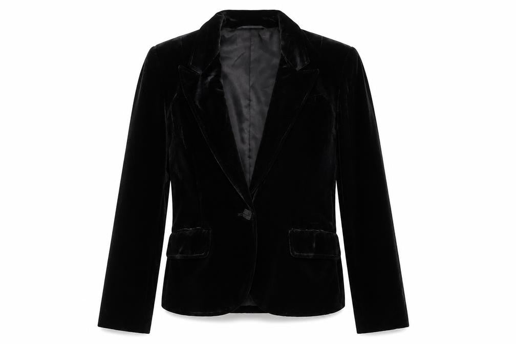 Front view of Country Casuals women’s black jacket, size UK 14, button
