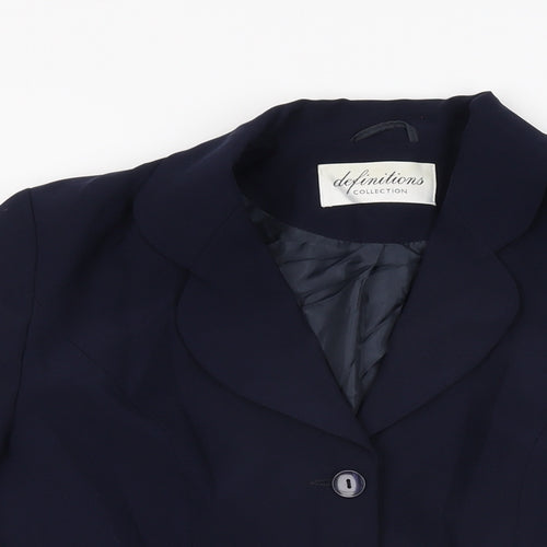 Definitions Womens Blue Jacket Blazer Size 10 Button
