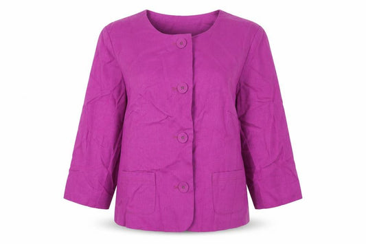 Front view of Marks & Spencer women’s pink jacket, size UK 14, button