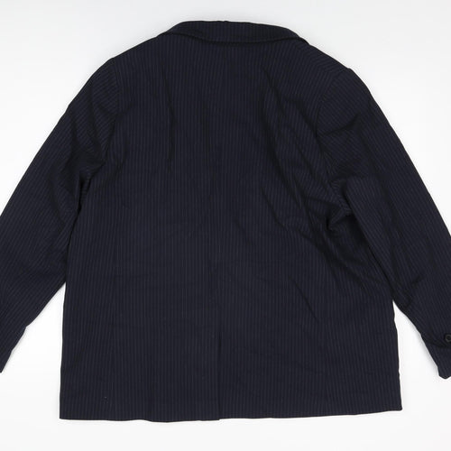 Marks and Spencer Womens Blue Striped Polyester Jacket Suit Jacket Size 20