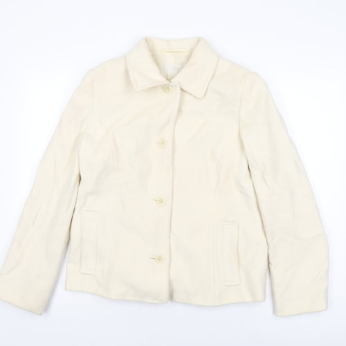 Marks and Spencer Womens Ivory Jacket Coat Size 16 Button