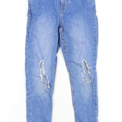 DENIM 365 Girls Blue Cotton Skinny Jeans Size 7-8 Years L21 in Regular Zip