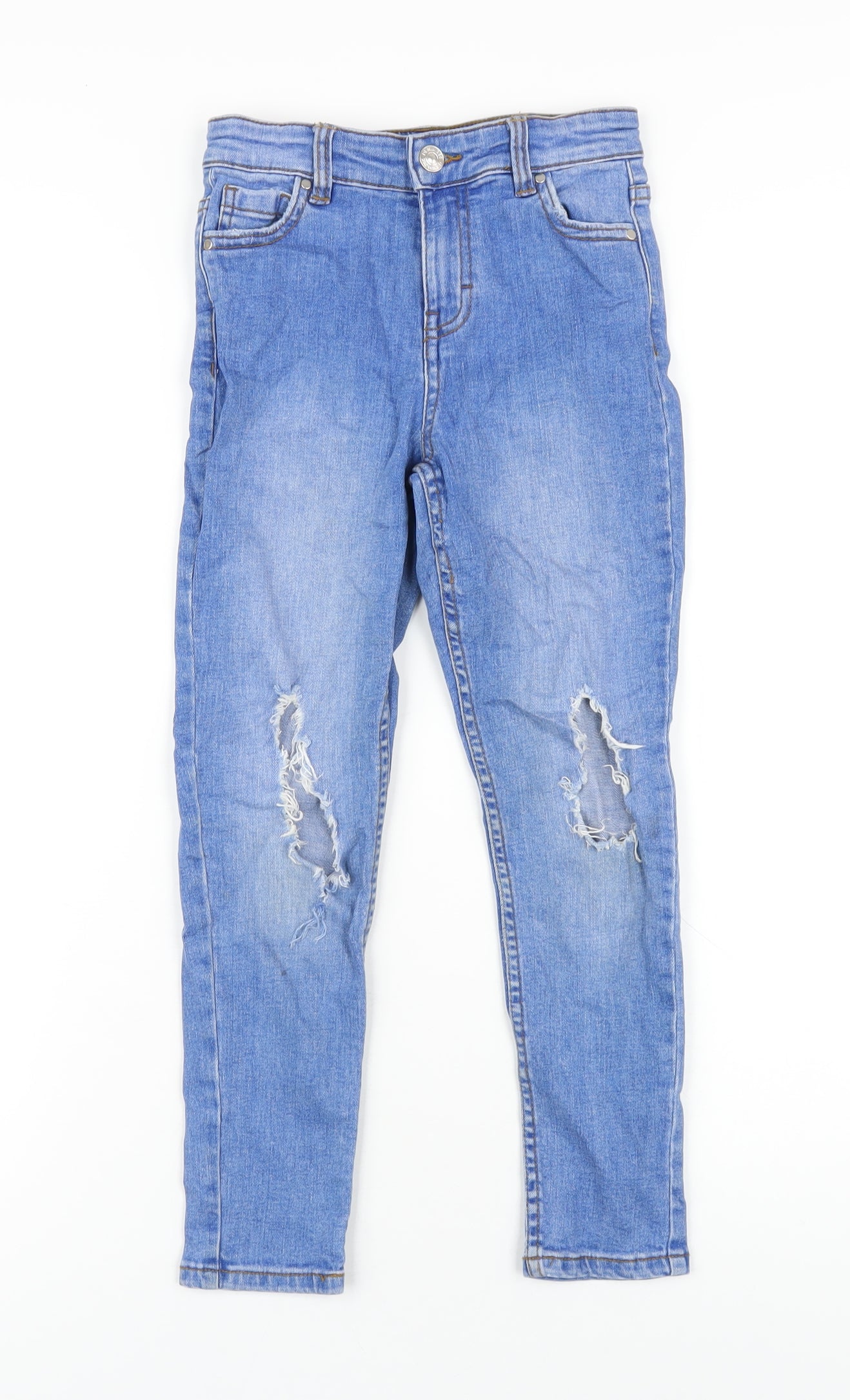 DENIM 365 Girls Blue Cotton Skinny Jeans Size 7-8 Years L21 in Regular Zip