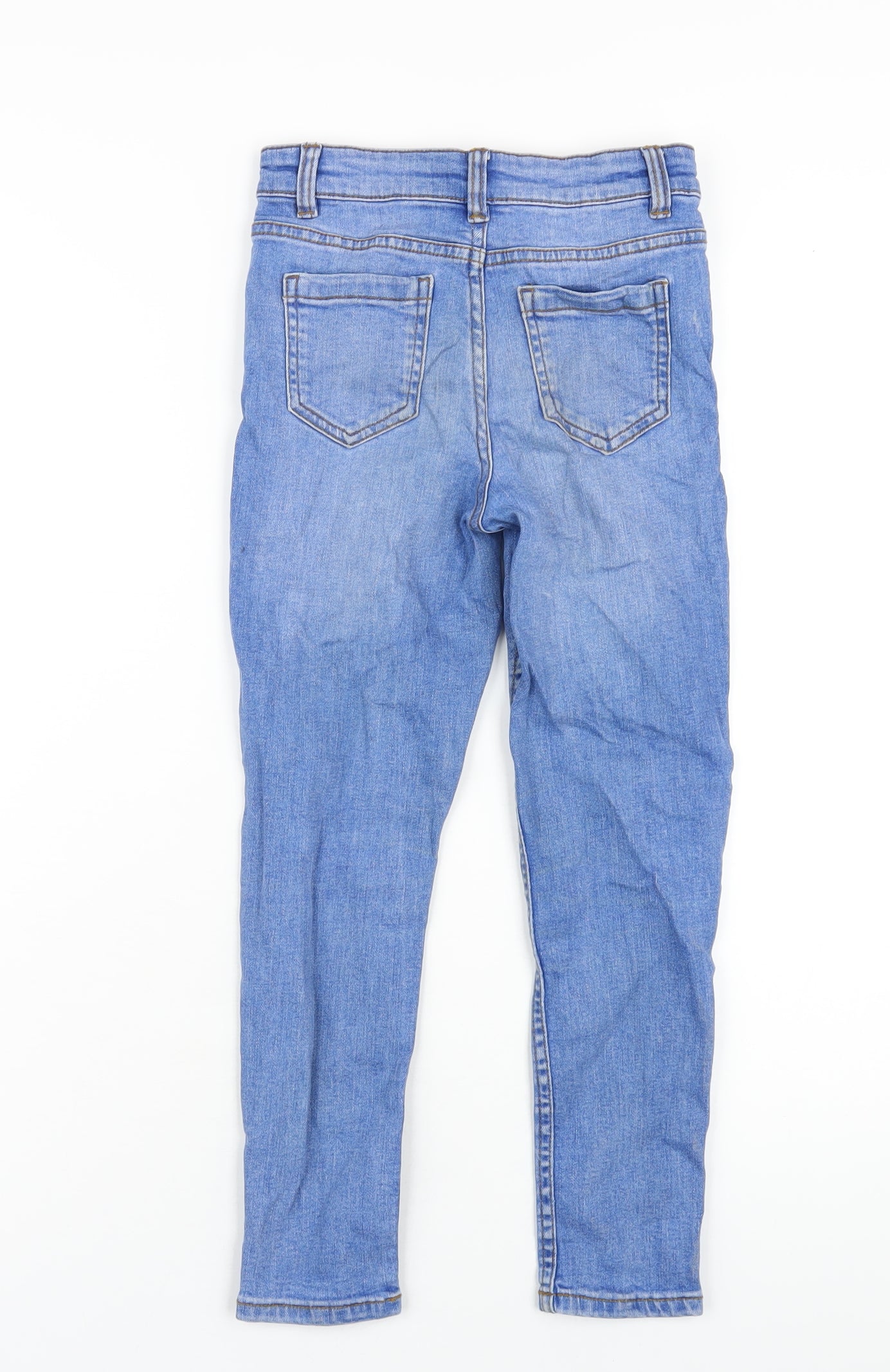 DENIM 365 Girls Blue Cotton Skinny Jeans Size 7-8 Years L21 in Regular Zip