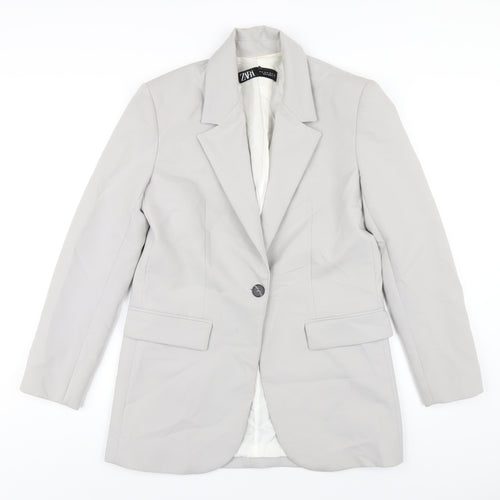 Zara Womens Grey Vinyl Jacket Blazer Size XS