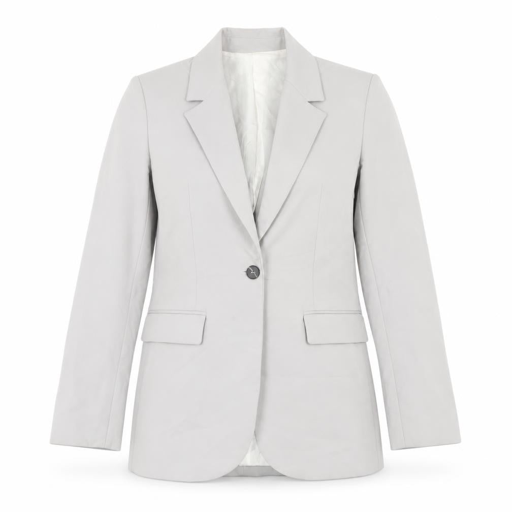 Front view of Zara women’s grey vinyl jacket blazer, size XS