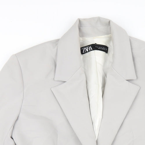 Zara Womens Grey Vinyl Jacket Blazer Size XS