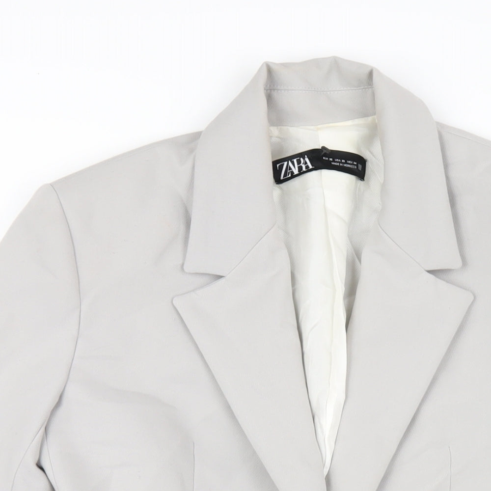 Zara Womens Grey Vinyl Jacket Blazer Size XS