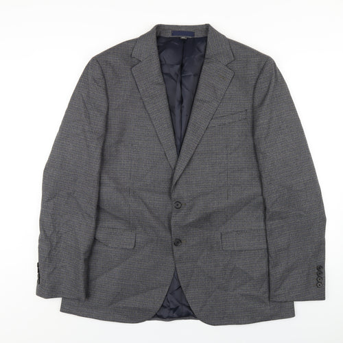 Marks and Spencer Mens Grey Geometric Polyester Jacket Blazer Size 42 Regular